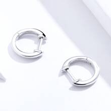 Bamoer 925纯银四色迷你耳环，黑色镀金耳夹，优雅珠宝礼品，女士结婚礼物 - 銀色 - 查看 5