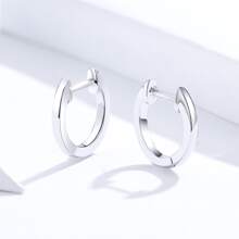 Bamoer 925纯银四色迷你耳环，黑色镀金耳夹，优雅珠宝礼品，女士结婚礼物 - 銀色 - 查看 4