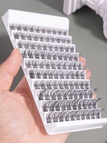 MAGEFY 100串混搭風格魚尾分段睫毛，帶有較長捲曲度的C型個人DIY不同長度的睫毛，天然柔軟手工製作的日常睫毛，旅行漫畫睫毛 - 黑色 - 查看 1