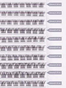 MAGEFY 100串混搭風格魚尾分段睫毛，帶有較長捲曲度的C型個人DIY不同長度的睫毛，天然柔軟手工製作的日常睫毛，旅行漫畫睫毛 - 黑色 - 查看 5