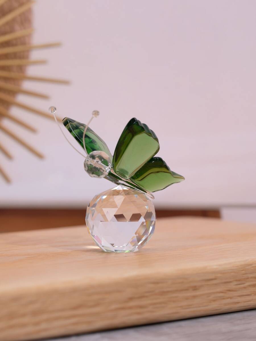 1pc Butterfly Crystal Ball Decoration For Home Office Desk Decoration Best - Green - View 1