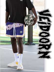 Veidoorn 1 Pc Sports Shorts, Men Women Casual Drawstring Shorts For Summer Running, Basketball, Activities, Fitness, Beach - Purple - View 2