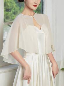 1 chiếc khăn choàng màu sâm panh thanh lịch, phù hợp với trang phục mặc hàng ngày & lái xe ngoài trời & tiệc tùng với khóa ngọc trai giả trang phục mùa thu dành cho nữ - Rượu sâm banh - Xem 4