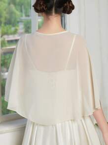 1 chiếc khăn choàng màu sâm panh thanh lịch, phù hợp với trang phục mặc hàng ngày & lái xe ngoài trời & tiệc tùng với khóa ngọc trai giả trang phục mùa thu dành cho nữ - Rượu sâm banh - Xem 5