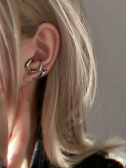 1pair Asymmetrical Shaped Hollow Out Elegant Earrings