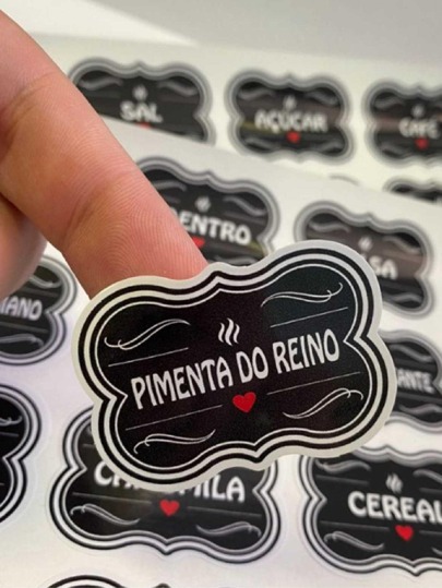 50 Adesivos no Vinil branco ou transparente ou preto  para Potes Organizadores Temperos Mantimentos Organizador 5x3,5cm ( adesivo tempero).