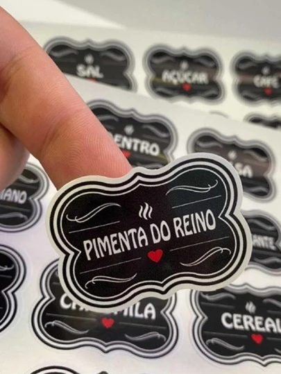 50 Adesivos no Vinil branco ou transparente ou preto  para Potes Organizadores Temperos Mantimentos Organizador 5x3,5cm ( adesivo tempero).
