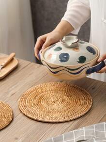 DIY編織絕緣餐墊,圓形杯墊適用於餐具,水壺&茶壺,防滑,不粘,保護桌子 - 木質色 - 查看 6