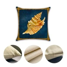 4pcs Vintage Sea Creature Conch Shaped Pillowcase For Sofa Home Decor, Pillow Core Not Included - Multicolor - View 4