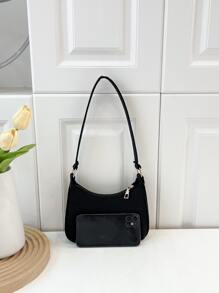 Minimalist Mini Black Shoulder Bag - Black - View 5