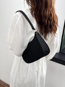 Minimalist Mini Black Shoulder Bag - Black - View 4