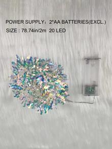 1入組2米/20led聖誕節裝飾燈,聖誕激光絲帶,聖誕場景佈置,攝影道具,聖誕樹飾品