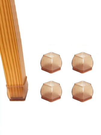 4pcs Universal Square Silicone Table & Chair Foot Cover For Legs Protection On Wood Floor, Anti-slip And Moisture-proof