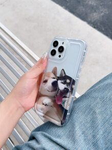 Dog Pattern Clear Phone Case - Multicolor - View 3