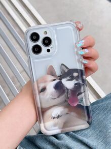 Dog Pattern Clear Phone Case - Multicolor - View 1