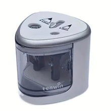 1入組自動電動卷筆刀帶兩孔適用於學生使用,學校&辦公室用品 - 粉色 - 查看 4