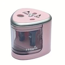 1入組自動電動卷筆刀帶兩孔適用於學生使用,學校&辦公室用品 - 粉色 - 查看 5