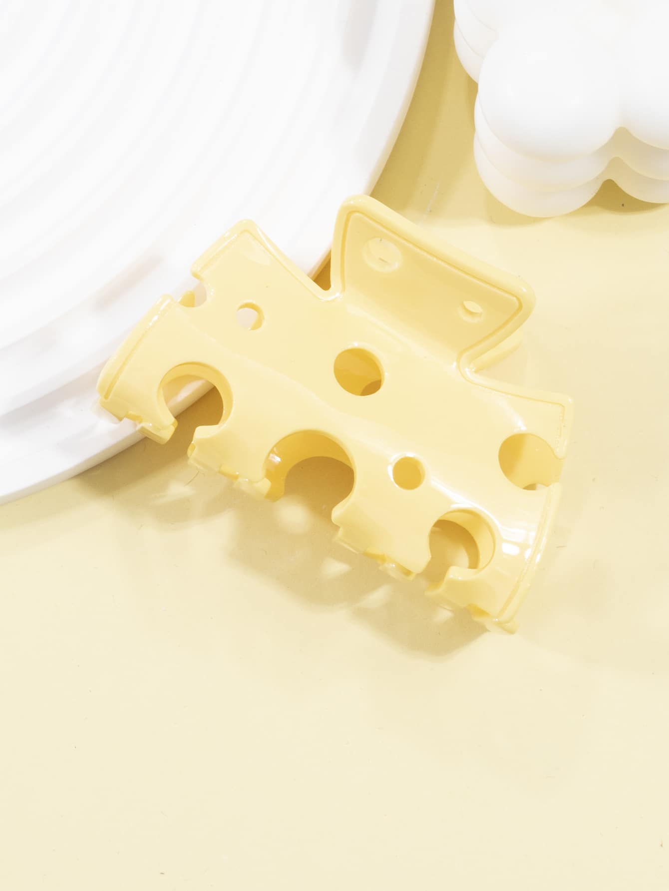 1 件女士时尚发夹，7.8 厘米奶酪形爪夹休闲，多巴胺 - 黃色 - 查看 1