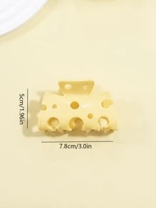 1 件女士时尚发夹，7.8 厘米奶酪形爪夹休闲，多巴胺 - 黃色 - 查看 3