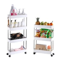 Storage Trolley Rack With Wheels Multi-functional Utility Cart Shelving Unit For Office, Bedroom, Bathroom, Laundry Room And Dressing Table, White 4/3 Layers - White - View 1