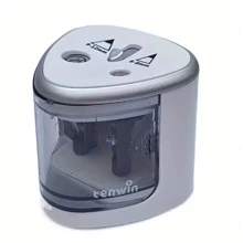 1入組電動自動卷筆刀帶兩孔,合適的適用於學生,辦公室和學校用品 - 藍色 - 查看 3