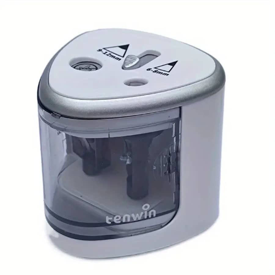 1 Miếng Tự động điện Cái gọt bút chì Với 2 lỗ , Thích hợp Đối với Sinh viên , Văn phòng Và Đồ dùng học tập - Màu xanh lam - Xem 3
