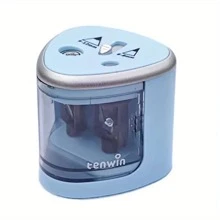 1入組電動自動卷筆刀帶兩孔,合適的適用於學生,辦公室和學校用品 - 藍色 - 查看 4