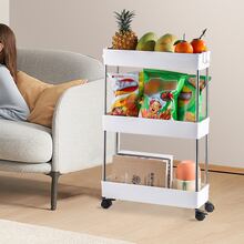 Storage Trolley Rack With Wheels Multi-functional Utility Cart Shelving Unit For Office, Bedroom, Bathroom, Laundry Room And Dressing Table, White 4/3 Layers - White - View 6