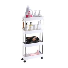Storage Trolley Rack With Wheels Multi-functional Utility Cart Shelving Unit For Office, Bedroom, Bathroom, Laundry Room And Dressing Table, White 4/3 Layers - White - View 4