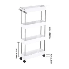 Storage Trolley Rack With Wheels Multi-functional Utility Cart Shelving Unit For Office, Bedroom, Bathroom, Laundry Room And Dressing Table, White 4/3 Layers - White - View 7