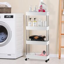 Storage Trolley Rack With Wheels Multi-functional Utility Cart Shelving Unit For Office, Bedroom, Bathroom, Laundry Room And Dressing Table, White 4/3 Layers - White - View 3