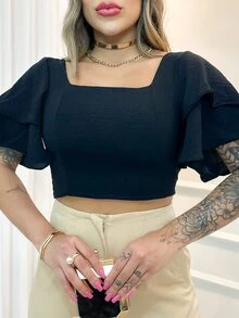 Women Tops - 黑色 - 查看 4