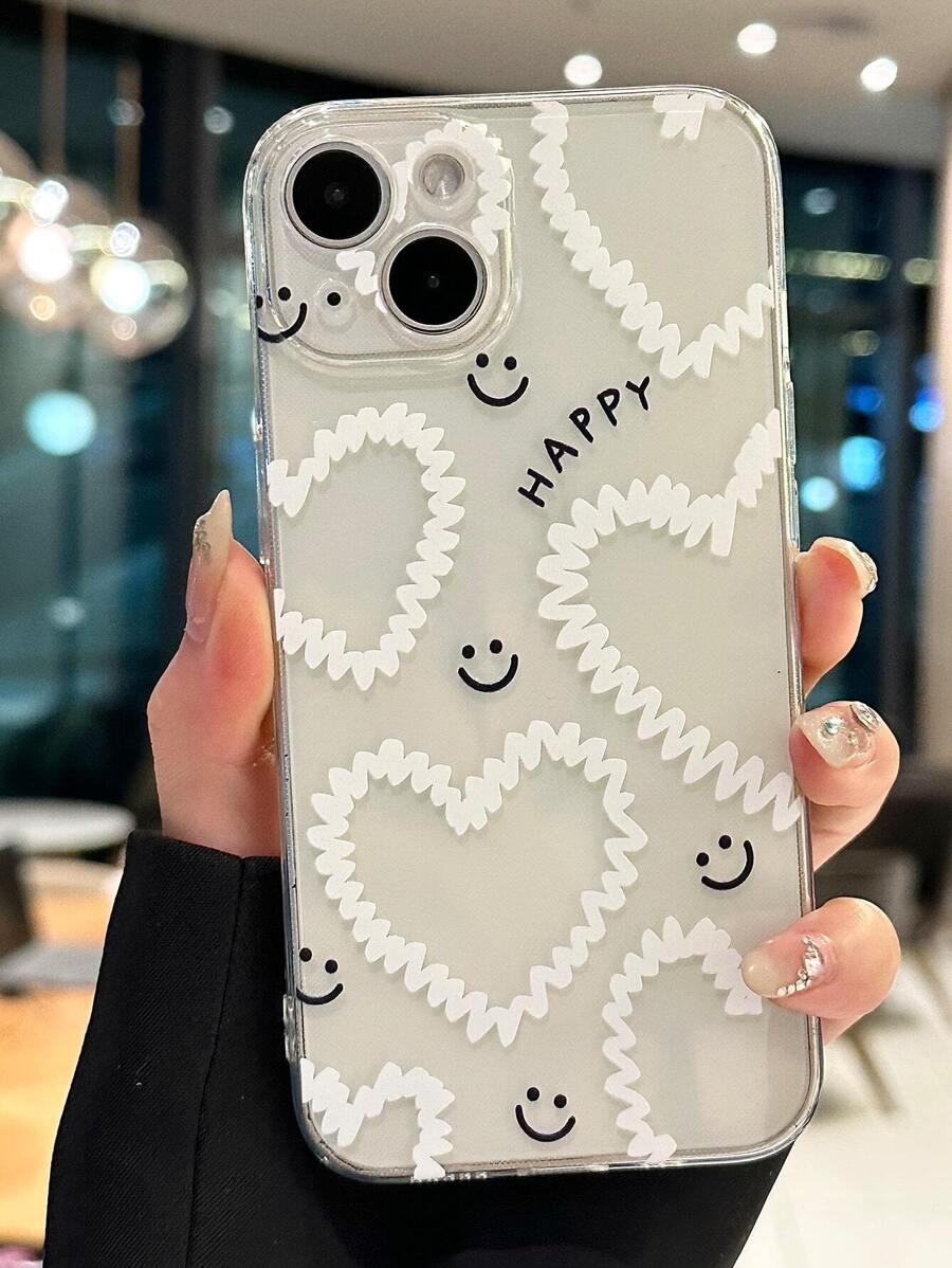 Heart Pattern Clear Phone Case - Multicolor - View 1