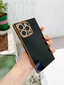 Funda de teléfono blanda de TPU con unicolor y efecto de electrochapado de moda - Negro - Ver 2