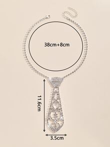 1套新娘婚禮經典閃爍鑽石項鍊 - 銀色 - 查看 4