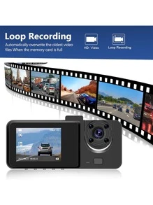 3鏡片1080P行車記錄儀2英寸迷你車黑色盒重力傳感器視頻錄製帶32G存儲卡 - 黑色 - 查看 4