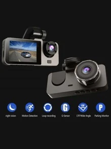 3鏡片1080P行車記錄儀2英寸迷你車黑色盒重力傳感器視頻錄製帶32G存儲卡 - 黑色 - 查看 6