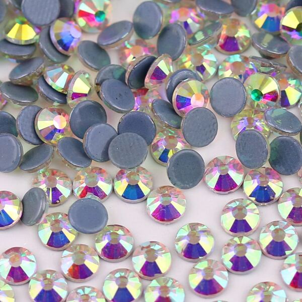 Diamants à repasser en cristal et cristal AB haute qualité de taille ronde SS6 à SS50 de 2 mm à 10 mm, strass pailleté à fixer à chaud pour la couture et la décoration de vêtements, tissus, robes, sacs et chaussures