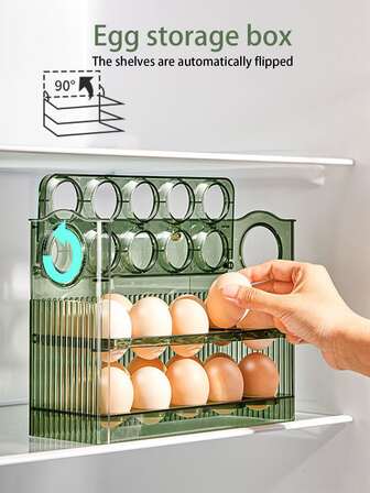 1 pieza de gran capacidad PP Caja de almacenamiento de huevo , simple útil verde Soporte de huevo para refrigerador