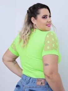 Plus Size T-shirts - Màu xanh chanh - Xem 2