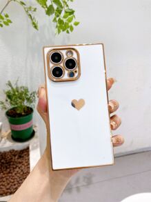 电镀心形手机壳，防摔、防汗、防指纹、耐磨、不褪色，兼容 17 Pro Max/17 Pro/17 Air/17/16 Pro Max/16 Plus/16/15 Pro Max/15 Pro/15/14 Pro Max/14 Pro/14/13/12/11 - 白色 - 查看 2