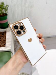 电镀心形手机壳，防摔、防汗、防指纹、耐磨、不褪色，兼容 17 Pro Max/17 Pro/17 Air/17/16 Pro Max/16 Plus/16/15 Pro Max/15 Pro/15/14 Pro Max/14 Pro/14/13/12/11 - 白色 - 查看 3