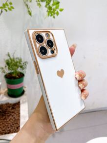 电镀心形手机壳，防摔、防汗、防指纹、耐磨、不褪色，兼容 17 Pro Max/17 Pro/17 Air/17/16 Pro Max/16 Plus/16/15 Pro Max/15 Pro/15/14 Pro Max/14 Pro/14/13/12/11 - 白色 - 查看 5