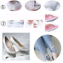 DMC Round SS6- SS50 2mm-10mm Trong suốt và pha lê AB chất lượng cao Hotfix Đá Rhinestone Lấp lánh Flatback Pha lê Strass Sắt Trên Đá Rhinestone Cho May Mặc & Vải Váy Túi Giày Trang Trí - Đen và trắng - Xem 3