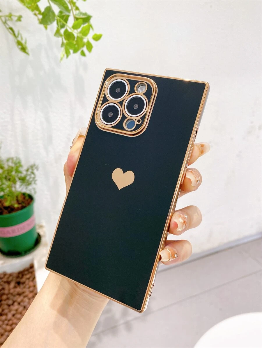 Ốp điện thoại hình trái tim mạ điện, chống rơi, chống mồ hôi, chống bám vân tay, chống mài mòn, không phai màu, tương thích với iPhone 17 Pro Max/17 Pro/17 Air/17/16 Pro Max/16 Plus/16/15 Pro Max/15 Pro/15/14 Pro Max/14 Pro/14/13/12/11