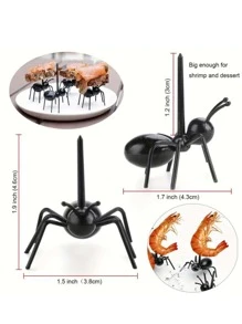 12 chiếc nĩa nhựa hình con kiến, nĩa trái cây dễ thương sáng tạo cho gia đình, nhà bếp, quà tặng Giáng sinh - màu đen - Xem 4