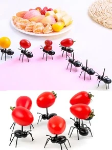 12 chiếc nĩa nhựa hình con kiến, nĩa trái cây dễ thương sáng tạo cho gia đình, nhà bếp, quà tặng Giáng sinh - màu đen - Xem 9