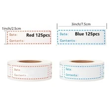 可拆卸冰箱標籤,1X3英寸食物貯藏貼紙,冰箱冰箱紙標籤容易清潔樹葉殘渣,餐飲標籤卷 - 藍色 - 查看 4