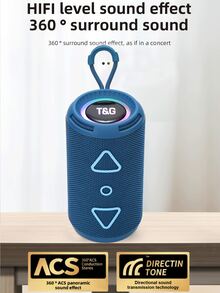 T&G TG656 Colorful Light Cylinder Gift Powerful Super Bass Bluetooth Speaker, Outdoor Sports Subwoofer Portable Audio, Support TF Card & USB, Audio Output - Blue - View 4