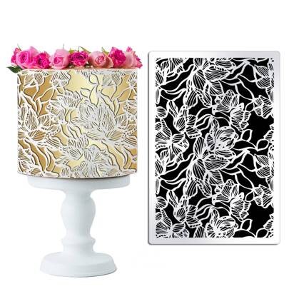 1 件蛋糕模板蛋糕装饰模具花形蕾丝图案适用于婚礼生日派对烘焙糖果用具蛋糕饼干软糖奶油花卉边框模板工艺品墙壁绘画包装剪贴簿绘图模板